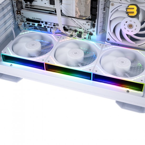 Thermalright TL-M12QRW X3 3-pack bundle of white 120mm ARGB PWM case fans with S-FDB bearing, 47.6 CFM airflow and daisy-chain cables