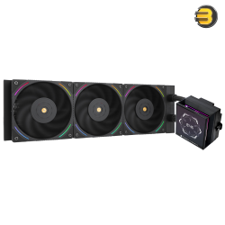 Thermalright Hyper Vision 360 ARGB BLACK AIO Liquid CPU Cooler — 360mm Aluminum Radiator, 3x 120mm TL-K12 PWM ARGB Fans (2150 RPM, 69 CFM), 6400 RPM Pump, IPS 3.95" 480x480 LCD Display, S-FDB V2 Bearing, Intel LGA1700/1200/115X/AMD AM4/AM5