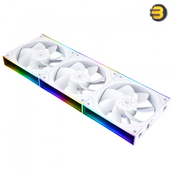 Thermalright TL-M12QRW X3 3-pack bundle of white 120mm ARGB PWM case fans with S-FDB bearing, 47.6 CFM airflow and daisy-chain cables