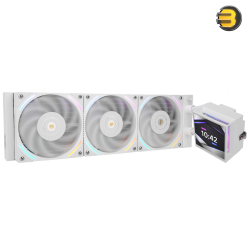 Thermalright Hyper Vision 360 ARGB White AIO Liquid CPU Cooler — 360mm Aluminum Radiator, 3x 120mm TL-K12 PWM ARGB Fans (2150 RPM, 69 CFM), 6400 RPM Pump, IPS 3.95" 480x480 LCD Display, S-FDB V2 Bearing, Intel LGA1700/1200/115X/AMD AM4/AM5