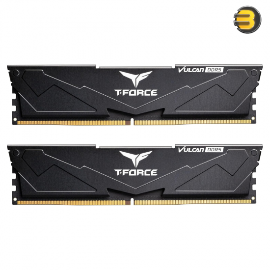 TEAMGROUP T-Force VULCAN DDR5 32GB 2x16GB 6000MHz CL30 desktop memory kit with black forged aluminum heatsink and SK hynix A-die