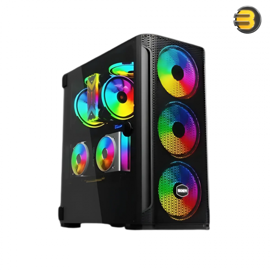 Technozone C-300 Mid Tower Case + 600W PSU Included– Pre-Installed 6 RGB Fans with Controller & Remote, Stylish Design for Gamers and Builders Technozone C-300 Mid Tower Case + 600W PSU Included– Pre-Installed 6 RGB Fans with Controller & Remote, Stylish Design for Gamers and Builders