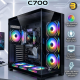 TECHNOZONE C700 PC Case – Tempered Glass, USB-C & 650W PSU Bundle