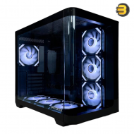 Tortox Curvo Mid-Tower ATX Gaming Case – Matte Black, 7x Pre-installed 120mm ARGB PWM Fans, USB Type-C, 360mm Radiator Support, Tempered Glass