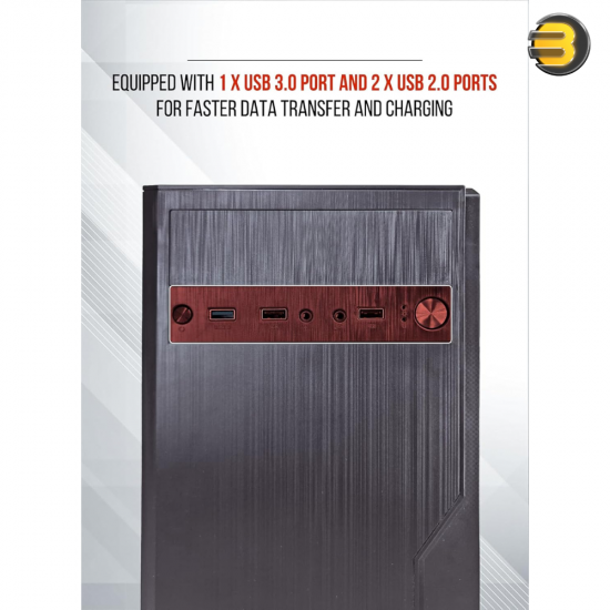 Tortox Zion ATX/M-ATX/ITX Gaming PC Case – Includes 350W Power Supply, 1x 120mm Fan, Metal Chassis, 7 Expansion Slots, HDD & SSD Support