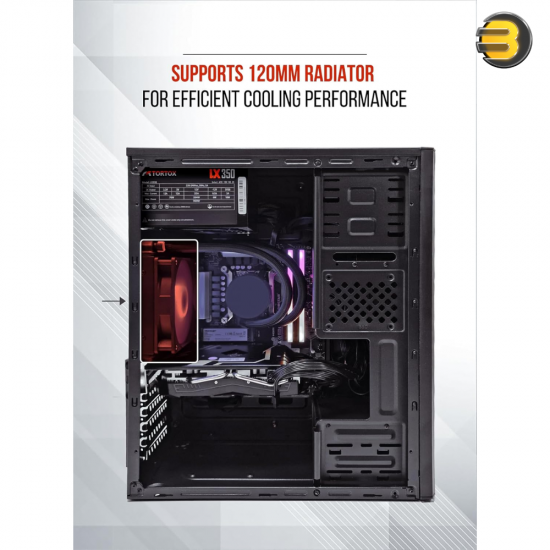 Tortox Zion ATX/M-ATX/ITX Gaming PC Case – Includes 350W Power Supply, 1x 120mm Fan, Metal Chassis, 7 Expansion Slots, HDD & SSD Support