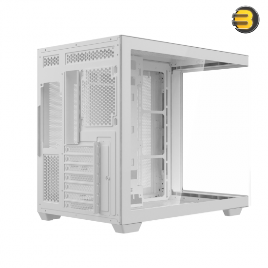 Tortox Curvo V2 White Mid-Tower ATX Gaming Case – 7x Pre-installed 120mm ARGB PWM Fans, USB Type-C, 360mm Radiator Support, Tempered Glass, Remote RGB Control