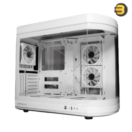 Tortox Vidrio Mid-Tower ATX Gaming Case White – Curved Tempered Glass, 6x Pre-installed ARGB PWM Fans, USB Type-C, 360mm Radiator Support