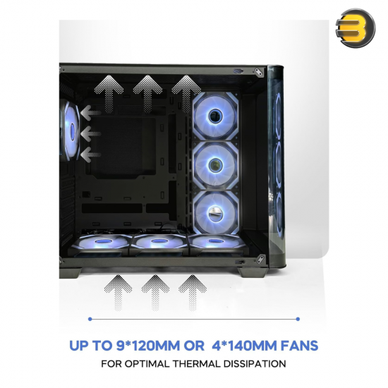 Tortox Curvo Mid-Tower ATX Gaming Case – Matte Black, 7x Pre-installed 120mm ARGB PWM Fans, USB Type-C, 360mm Radiator Support, Tempered Glass