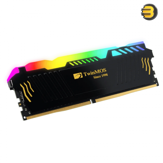 TwinMOS DDR4 16GB 3200MHz CL16 RGB U-DIMM Desktop Memory Module — Single Stick, 1.35V, PC4-25600, Heatsink, High-Performance RAM for Gaming & Desktop