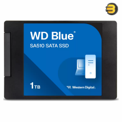 Western Digital Blue SA510 1TB SATA SSD — 2.5 Inch 7mm, SATA III 6Gb/s, 560MB/s Sequential Read, 520MB/s Sequential Write, 90K IOPS Random Read, 82K IOPS Random Write, 3D NAND TLC, 400 TBW Endurance