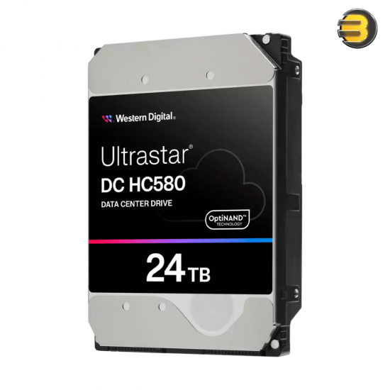 Western Digital Ultrastar DC HC580 24TB SATA Enterprise Data Center HDD Western Digital Ultrastar DC HC580 0F62796 24TB 3.5-inch SATA enterprise HDD with 7200 RPM, ArmorCache power-loss protection and OptiNAND technology
