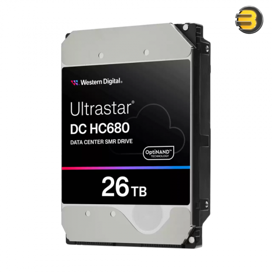Ultrastar DC HC680 26TB SMR SATA Enterprise Data Center HDD Western Digital Ultrastar DC HC680 0F62892 26TB 3.5-inch SATA enterprise HDD with SMR recording, ArmorCache power-loss protection, OptiNAND and 512MB cache