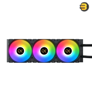 XIGMATEK FROZR-O II 360 — AIO Liquid Cooler, Black, LCD Pump Head, 3xX22A PWM ARGB Fan, Galaxy II Fan Control Box & Remote - EN40443