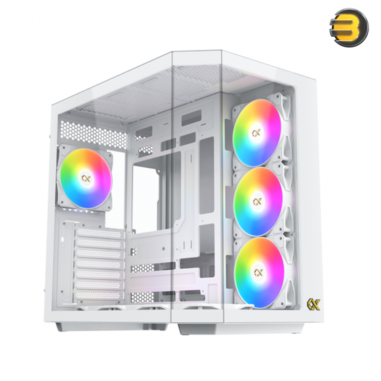 XIGMATEK Cubi II Arctic 7 ARGB FANS — White, EATX, U3x2+Type C, 3PCS TG, 6PCS Z22A Arctic Reverse & 1PC Z22A Arctic, ARGB Remote Control Box