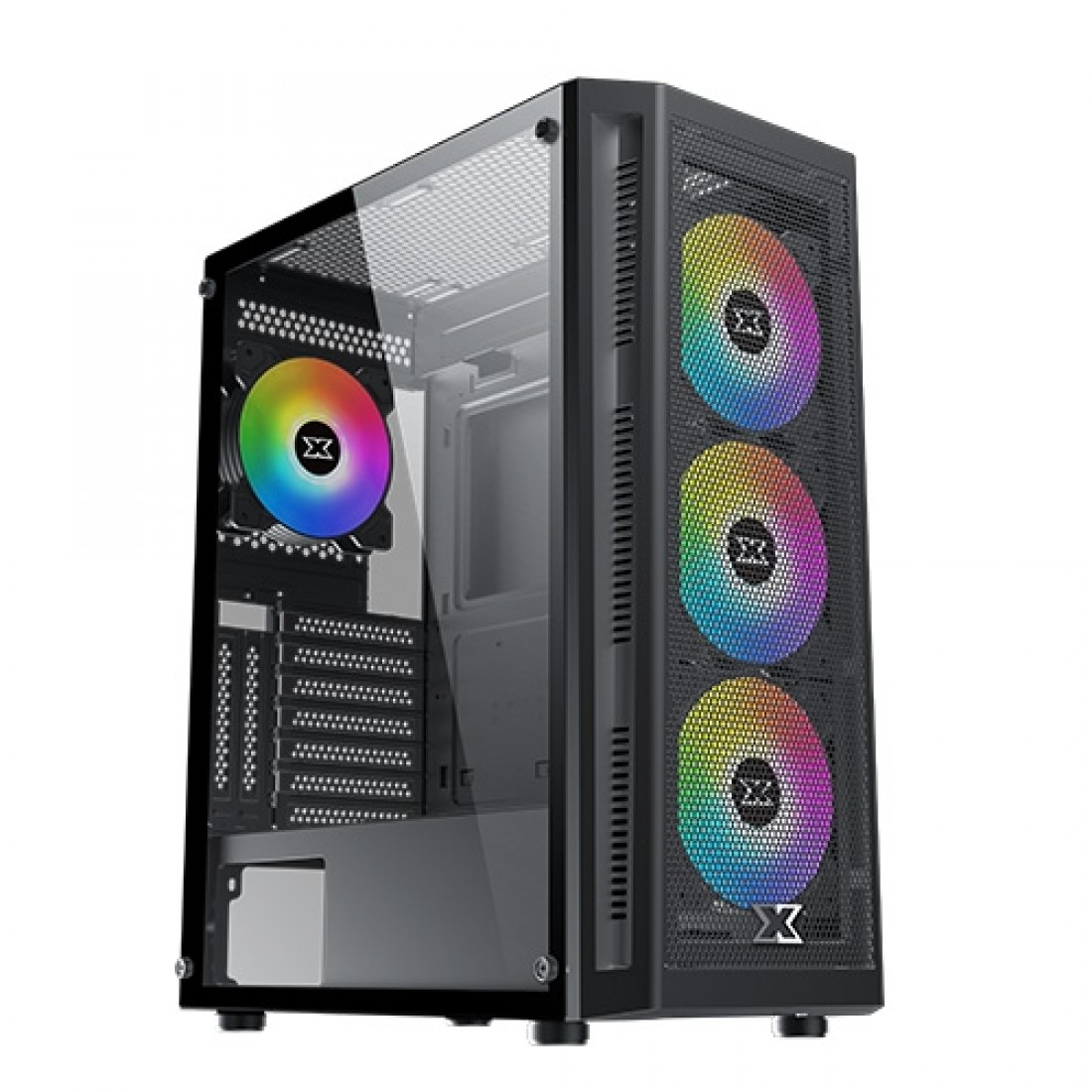 XIGMATEK Master X Gaming MIDTOWER CASE Rainbow RGB Fans 600W PSU EN46331