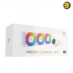 XIGMATEK FROZR-O II Arctic 360 — AIO Liquid Cooler, White, LCD Pump Head, 3xX22A Arctic PWM ARGB Fan, Galaxy II Fan Control Box & Remote - EN40450