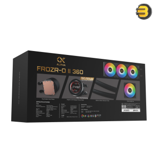 XIGMATEK FROZR-O II 360 — AIO Liquid Cooler, Black, LCD Pump Head, 3xX22A PWM ARGB Fan, Galaxy II Fan Control Box & Remote - EN40443