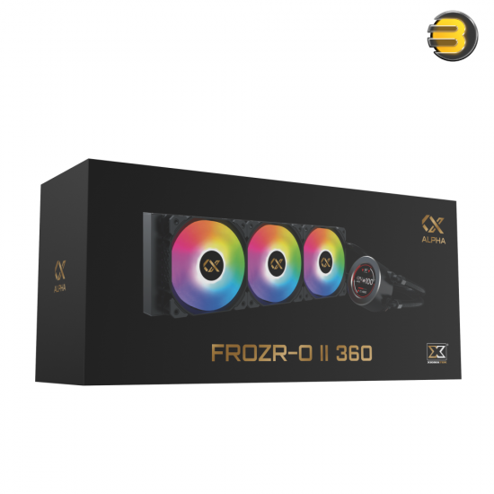XIGMATEK FROZR-O II 360 — AIO Liquid Cooler, Black, LCD Pump Head, 3xX22A PWM ARGB Fan, Galaxy II Fan Control Box & Remote - EN40443