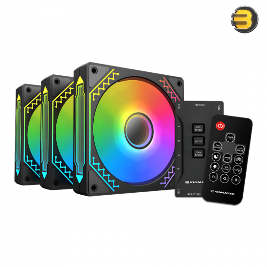 XIGMATEK Starz Pro — 3PCS M20A Fans, ARGB MB SYBC Control Box & Remote Controller, Color Box