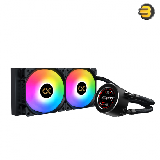 XIGMATEK FROZR-O II 240 — AIO Liquid Cooler, Black, LCD Pump Head, 2xX22A PWM ARGB Fan, Galaxy II Fan Control Box & Remote - EN40429