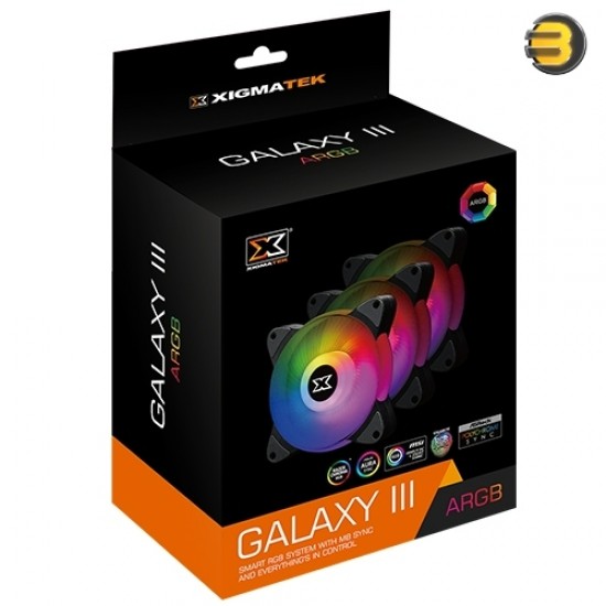 XIGMATEK BX120 Galaxy III Essential (3x BX120 Fans, ARGB MB SYBC Control Box & Remote Controller, Color Box)
