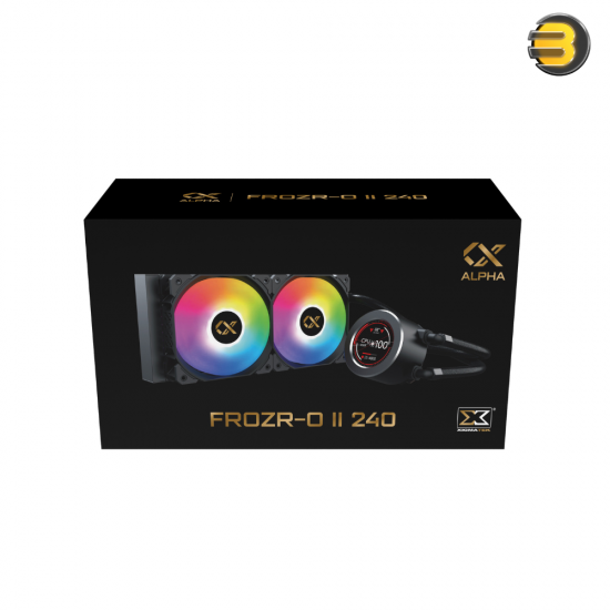 XIGMATEK FROZR-O II 240 — AIO Liquid Cooler, Black, LCD Pump Head, 2xX22A PWM ARGB Fan, Galaxy II Fan Control Box & Remote - EN40429