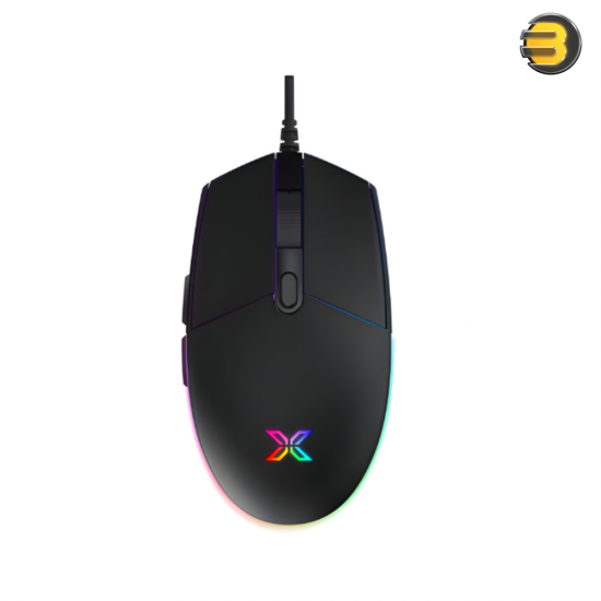 XIGMATEK G1 RGB Gaming Mouse — 6-Button USB Wired, 1.6m Black Sleeved USB Cable, 6400 DPI, Counterweight, RGB Lighting