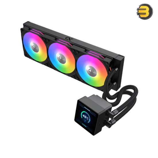 XIGMATEK Connect 360 — BK, AIO Liquid Cooler, 3.4 LED Display Pump Head, ARGB PWM Fan, Mini ARGB Controller