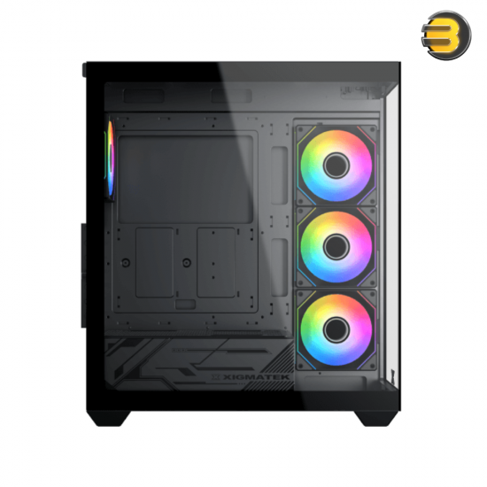 XIGMATEK Blast Black E-ATX PC Case with 4 ARGB Fans + X-Power 750W 80+ White Power Supply - Front & Left Seamless Tempered Glass, 3× G20A Reverse + 1× G20A Fans, ARGB Remote Control Box, USB 3.0 x1 & USB 2.0 x2