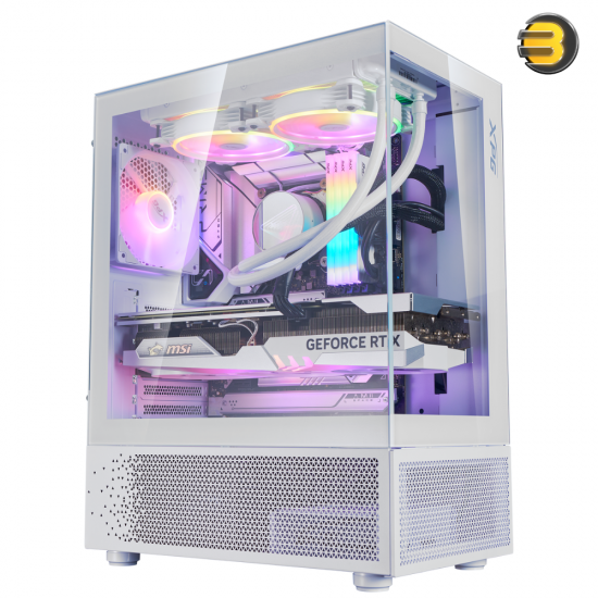 XPG INVADER X Mini Mid-Tower Chassis - Compact Gaming Case - 4mm Tempered Glass Side Panel - 5 x ARGB Fans - Liquid Cooling Support (240mm Radiator) - Vertical GPU Mounting - ATX/Micro-ATX/Mini-ITX Support - White