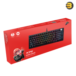 XPG SORCERER Gaming Keyboard - Gasket Mount - XPG Red Mechanical Switches - Per-Key RGB with 10 Preset Effects - 97/98 Keys (ANSI/ISO) - USB-C - Metal Volume Knob - 50M Keystroke Lifecycle - Windows Compatible