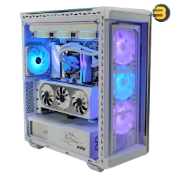 XPG Battlecruiser II Mid-Tower ATX PC Gaming Case — Exoskeleton-Driven, Futuristic Aesthetics, Efficient Airflow, 420mm Radiator Support, GPU Holder, Cable Management - White