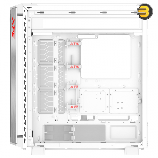 XPG Battlecruiser II Mid-Tower ATX PC Gaming Case — Exoskeleton-Driven, Futuristic Aesthetics, Efficient Airflow, 420mm Radiator Support, GPU Holder, Cable Management - White