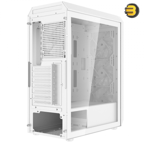 XPG VALOR AIR PLUS Mid-Tower Chassis - Sleek Gaming Case - 3mm Tempered Glass Side Panel - 4 x ARGB Fans - Liquid Cooling Ready (360mm Radiator) - ATX/Micro-ATX/Mini-ITX Support - White