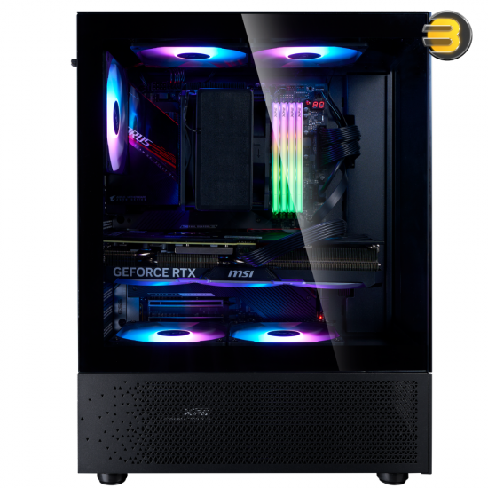 XPG INVADER X Mini Mid-Tower Chassis - Compact Gaming Case - 4mm Tempered Glass Side Panel - 5 x ARGB Fans - Liquid Cooling Support (240mm Radiator) - Vertical GPU Mounting - ATX/Micro-ATX/Mini-ITX Support - Black