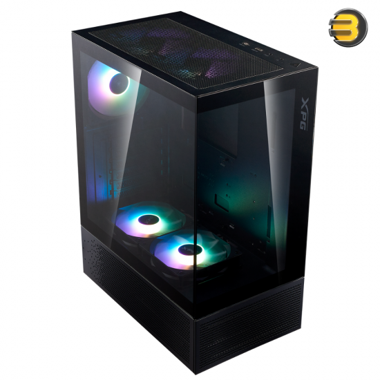 XPG INVADER X Mini Mid-Tower Chassis - Compact Gaming Case - 4mm Tempered Glass Side Panel - 5 x ARGB Fans - Liquid Cooling Support (240mm Radiator) - Vertical GPU Mounting - ATX/Micro-ATX/Mini-ITX Support - Black