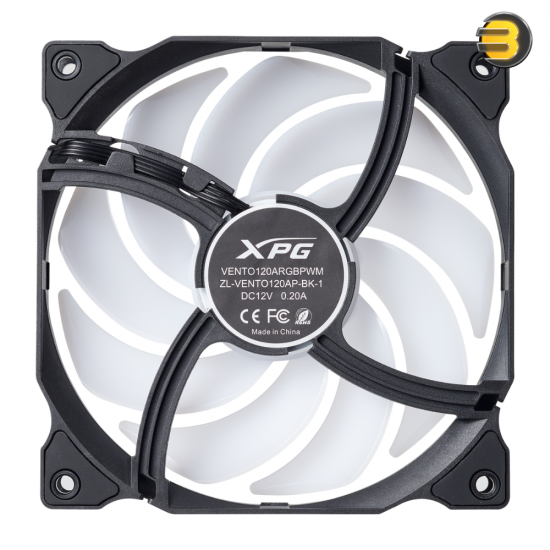 XPG Vento 120 ARGB Case Fan/Cooler for PC — 9 LEDs, 1200 RPM, 45.3 CFM Fan Airflow - Black