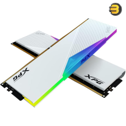 XPG Lancer RGB DDR5 6400MHz 64GB (2x32GB) CL32 White – DDR5 Dual Channel RAM Kit, Black Heatsink, RGB Lighting, 288-Pins UDIMM for High-Performance Desktops