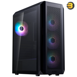 XPG VALOR AIR PLUS Mid-Tower Chassis - Sleek Gaming Case - 3mm Tempered Glass Side Panel - 4 x ARGB Fans - Liquid Cooling Ready (360mm Radiator) - ATX/Micro-ATX/Mini-ITX Support - Black