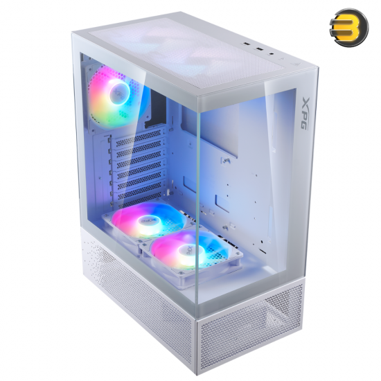 XPG INVADER X Mini Mid-Tower Chassis - Compact Gaming Case - 4mm Tempered Glass Side Panel - 5 x ARGB Fans - Liquid Cooling Support (240mm Radiator) - Vertical GPU Mounting - ATX/Micro-ATX/Mini-ITX Support - White