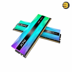 XPG Lancer Neon RGB DDR5 32GB (2x16GB) 6400MHz CL32 Dual-Channel Memory Kit — U-DIMM, Silver Grey Heatsink, 1.35V, PMIC, ECC, Intel XMP 3.0 & AMD EXPO Support, Customizable RGB Lighting, 133.35x40x8.7mm