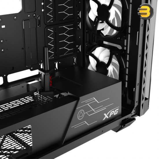 XPG Battlecruiser II Mid-Tower ATX PC Gaming Case — Exoskeleton-Driven, Futuristic Aesthetics, Efficient Airflow, 420mm Radiator Support, GPU Holder, Cable Management - Black