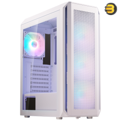 XPG VALOR AIR PLUS Mid-Tower Chassis - Sleek Gaming Case - 3mm Tempered Glass Side Panel - 4 x ARGB Fans - Liquid Cooling Ready (360mm Radiator) - ATX/Micro-ATX/Mini-ITX Support - White