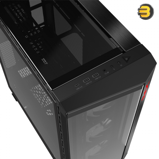 XPG Battlecruiser II Mid-Tower ATX PC Gaming Case — Exoskeleton-Driven, Futuristic Aesthetics, Efficient Airflow, 420mm Radiator Support, GPU Holder, Cable Management - Black