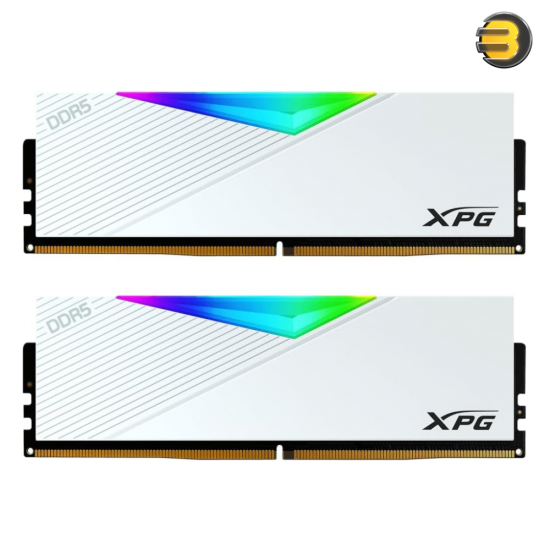 XPG Lancer RGB DDR5 6400MHz 64GB (2x32GB) CL32 White – DDR5 Dual Channel RAM Kit, Black Heatsink, RGB Lighting, 288-Pins UDIMM for High-Performance Desktops XPG Lancer RGB DDR5 6400MHz 64GB (2x32GB) CL32 White – DDR5 Dual Channel RAM Kit, Black Heatsink, RGB Lighting, 288-Pins UDIMM for High-Performance Desktops