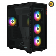 XPG Battlecruiser II Mid-Tower ATX PC Gaming Case — Exoskeleton-Driven, Futuristic Aesthetics, Efficient Airflow, 420mm Radiator Support, GPU Holder, Cable Management - Black