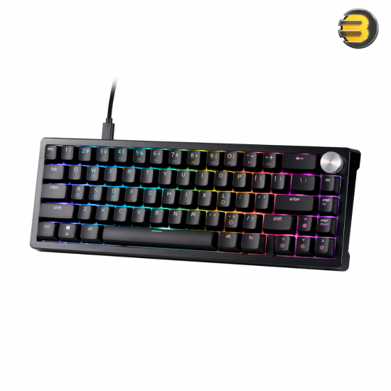 XPG SORCERER Mini Gaming Keyboard 65% - Compact Gasket Mount - XPG Red Mechanical Switches - Per-Key RGB with 10 Preset Effects - 66/67 Keys (ANSI/ISO) - USB-C - Metal Volume Knob - 50M Keystroke Lifecycle - Windows Compatible