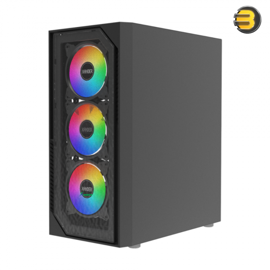 Xander Velox II TG/Mesh mid tower PC case with high-airflow mesh front panel, tempered glass side, 4 pre-installed ARGB fans and 700W 80 Plus White PSU