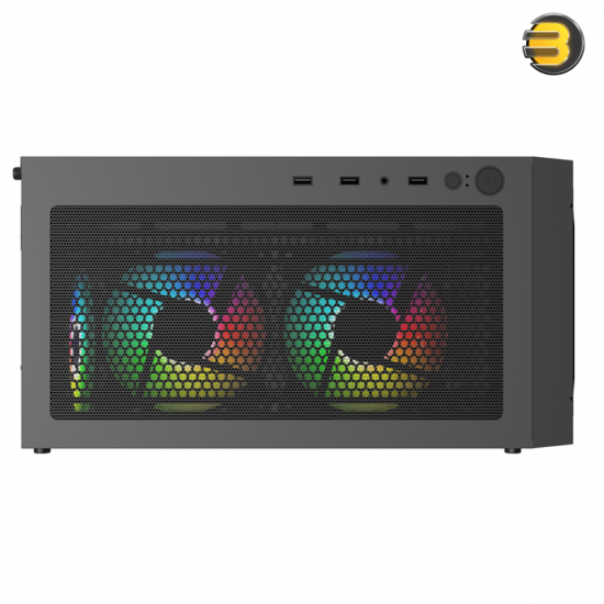 Xander Velox Plus WCE0504 mid tower PC case with high-airflow front mesh panel, left side tempered glass, 4 pre-installed ARGB fans and included 600W 80 Plus White PSU